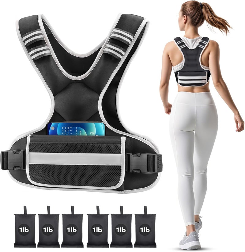 AUGOSTA Adjustable Weighted Vest Woman 4-10lb/12-18lb/20-32lb Weighted Vest Men with 6 Ironsand Weights, Shoulder Pads and Large Pocket for Walking Running Crossfit Strength Training - Image 1